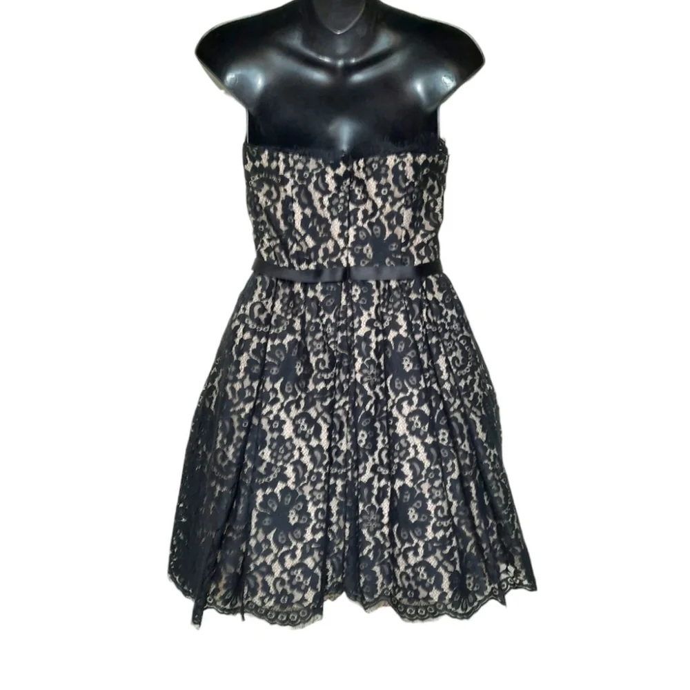 ROBERT RODRIGUEZ Strapless Party Dress Lace Nieman MarcusTarget Black Tan 2 XS S - Picture 5 of 13